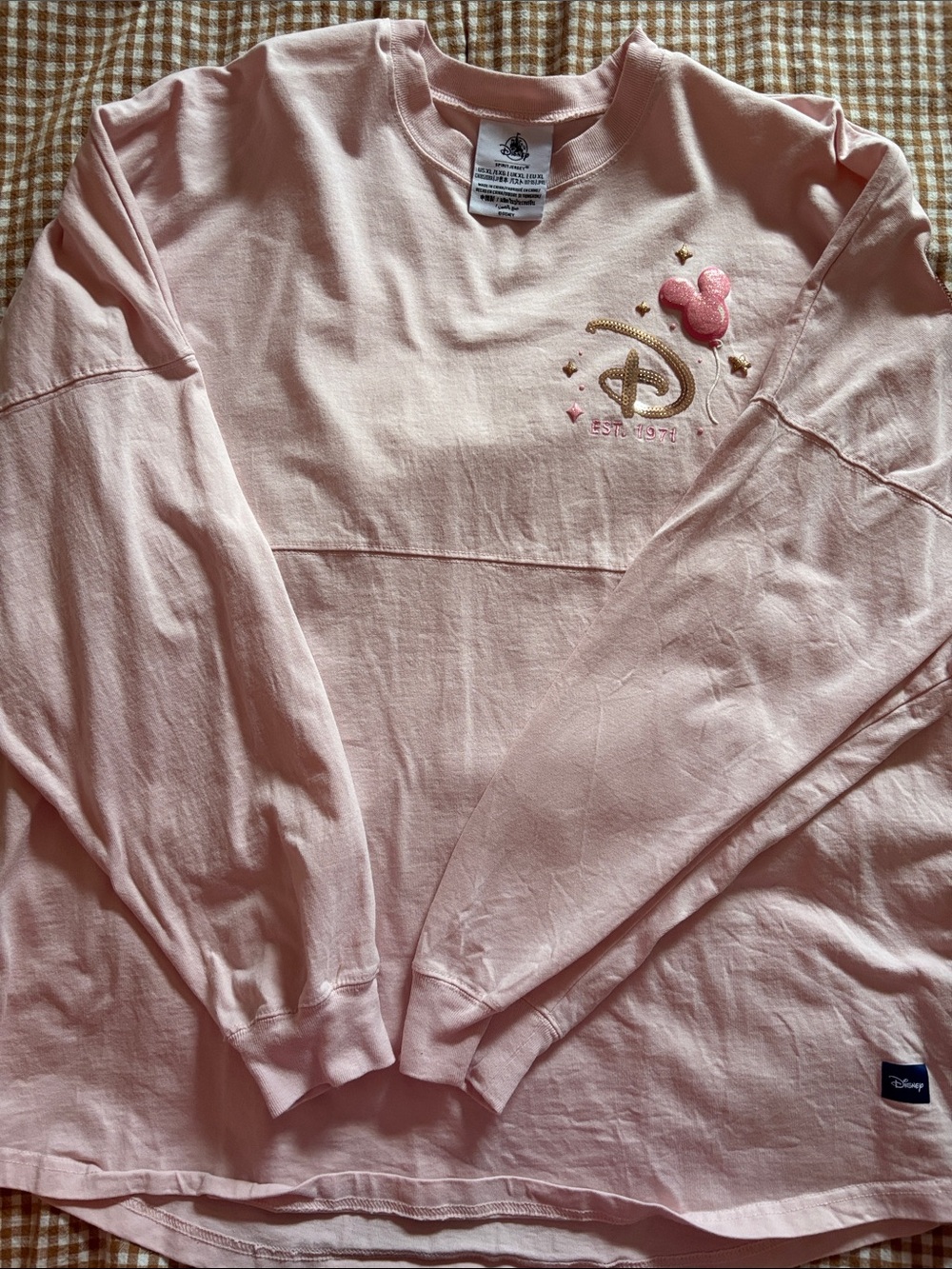Disney Light Pink Girls' Pullover Sweatshirt with Embroidered Mickey Accent